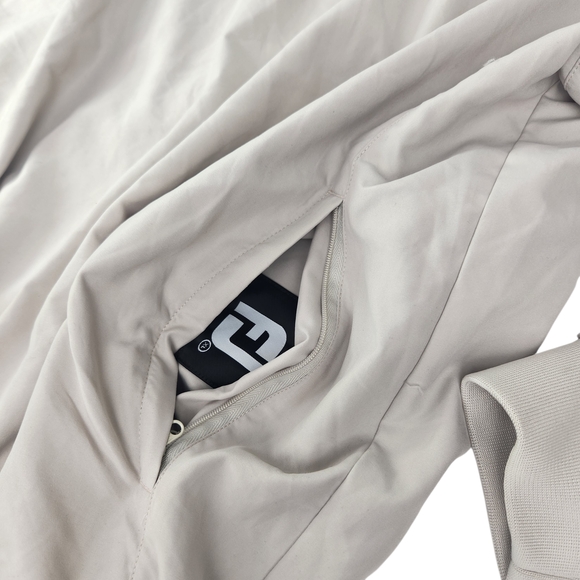 FootJoy Golf Windbreaker Pullover Jacket Men's XL Beige 1/4 Snap Windshirt - Picture 14 of 15